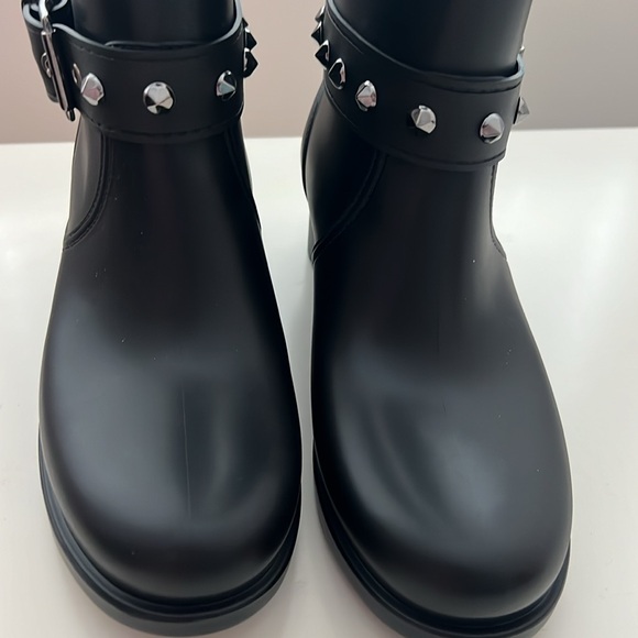 LJ Black Stud-Trim Women's Winter Rain Boots - Picture 2 of 5